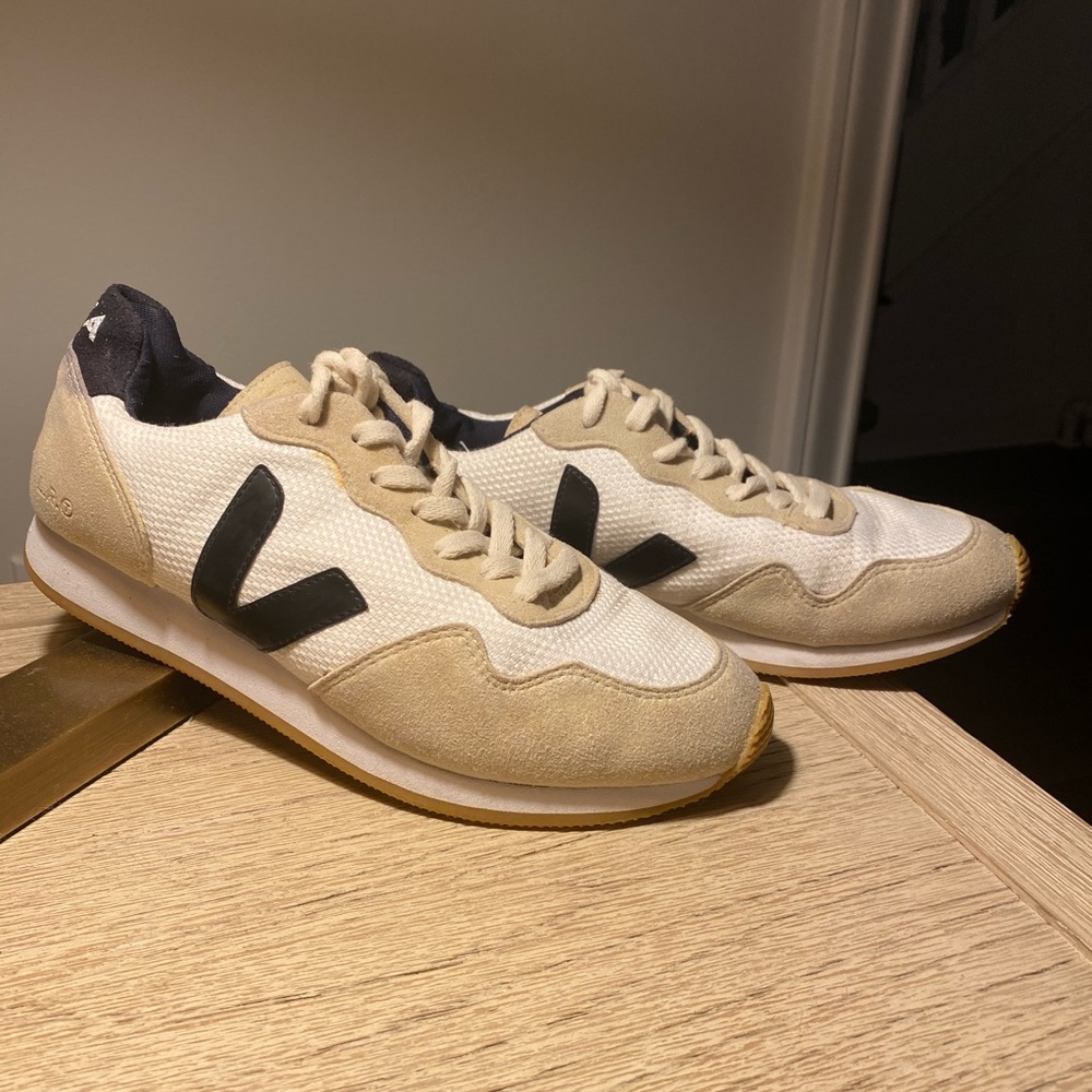Veja White and Black Athletic Shoes